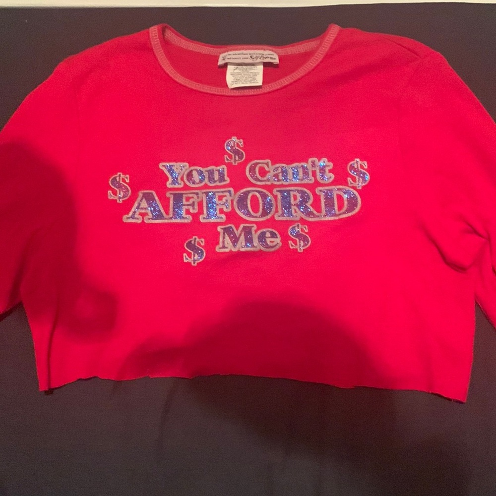 “you can’t afford me” long sleeve red crop top